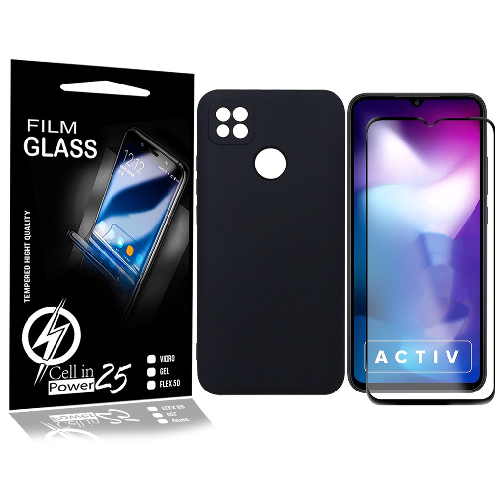 Capa Capinha Aveludada compatível Xiaomi Redmi 9 Activ 6.53 + P Vidro Full 3d - Cell In Power25