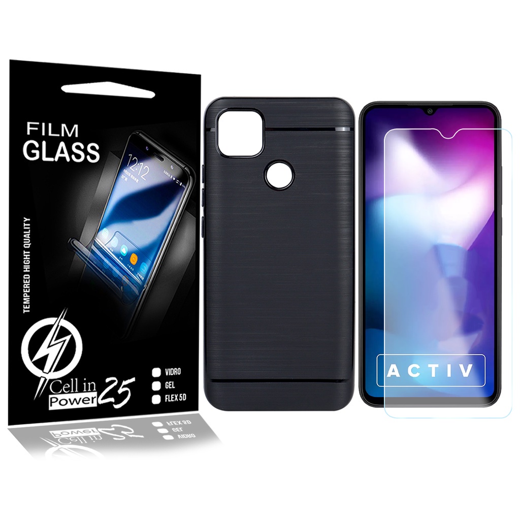 Película Vidro + Capa Emborrachada compatível XIaomi Redmi 9c 9 india 9 Activ 6.53 - Cell In Power25