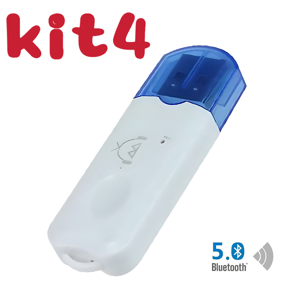 Kit 4 Adaptador Bluetooth 5.0 USB Áudio 10m – HIFI Estéreo A2DP