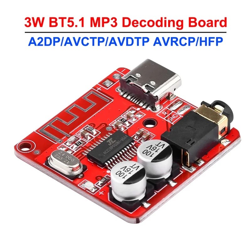 3W Carro BT5.1 MP3 WAV Placa De Decodificação Alto-Falante Amplificador Módulo Receptor Áudio Suporte A2DP/AVCTP/AVDTP A