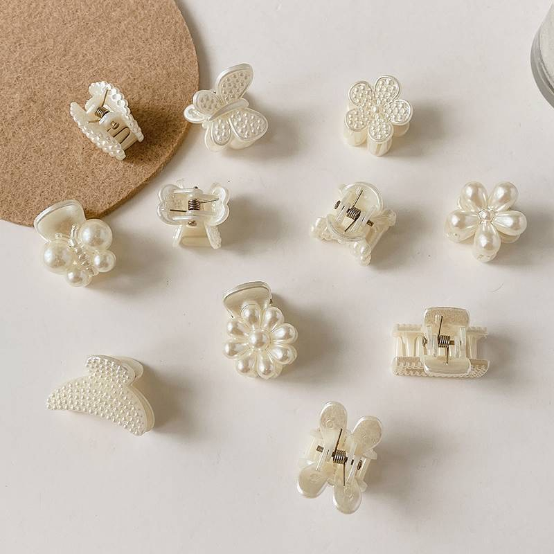 4Unidades  Imitação Pearl Wild Retro Bow Sun Flower Grampos De Cabelo Simples Ins Princess Mini Hair Clips
