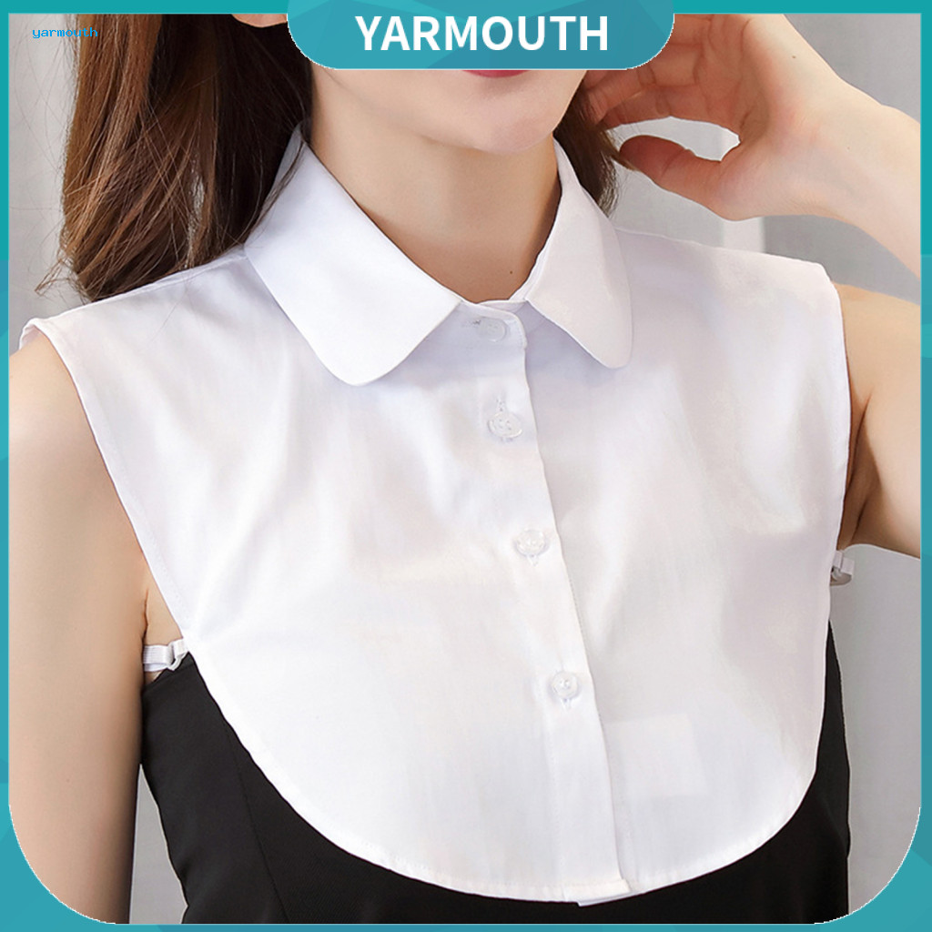 Detachable Collar Round-neck Accessory Women’s Fake Lapel Style with Side Strap Single Breasted Solid Color False for