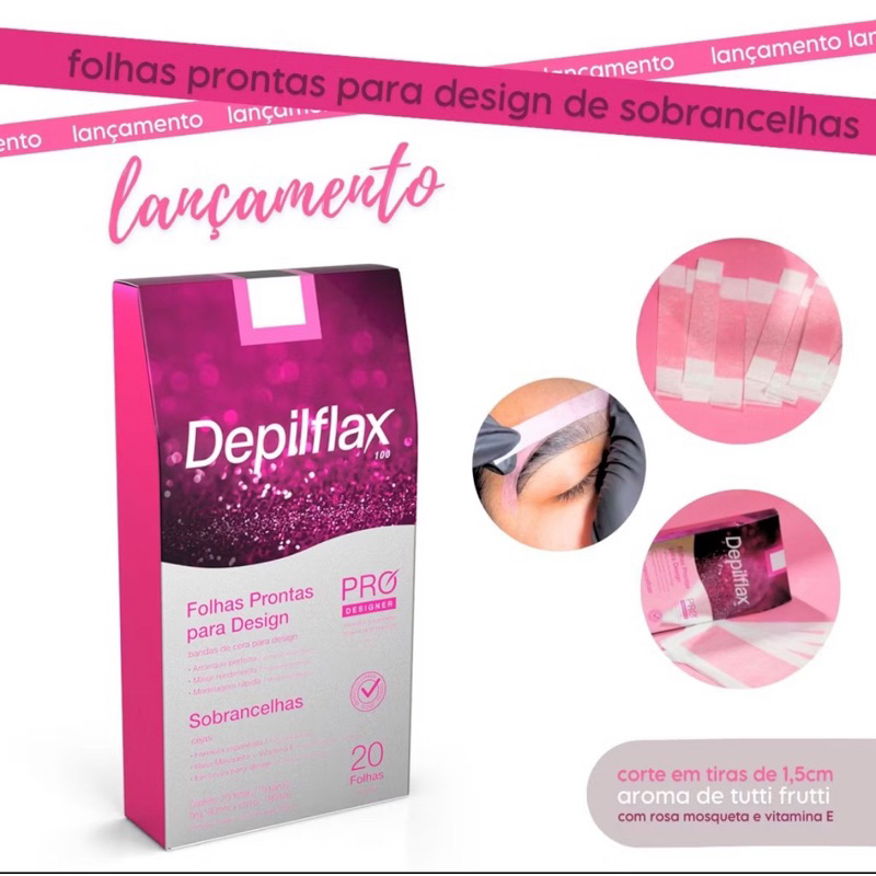 Depilflax Folhas Prontas Design de Sobrancelhas 20 Folhas - Henna Brow Lamination  Facial