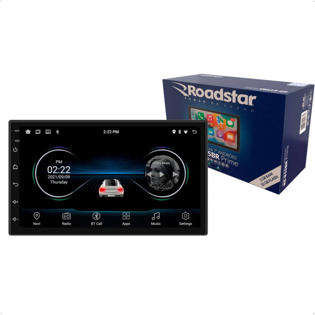 Central Multimídia Android 7pol Roadstar CarPlay AndroidAuto Rádio FM GPS BT 2+32GB Wi-Fi-RS815BR