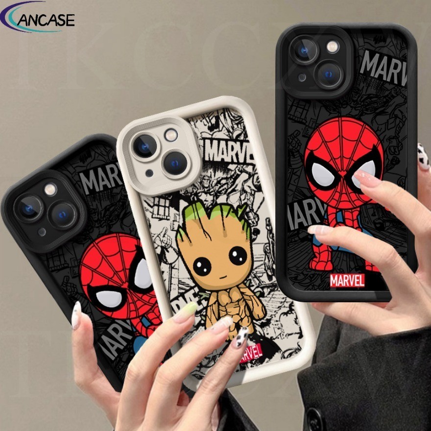 Capa Macia Para Telefone Cartoon Groot Spider-Man Compatível iPhone 11 12 13 Pro Max Shockproof Tpu