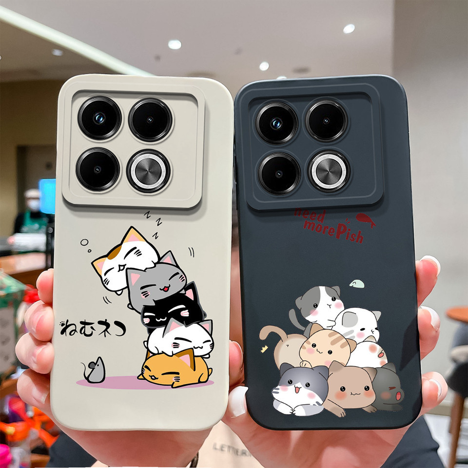 Para infinix note 40 5G Case Beautiful Flower Cartoon Cat Proteção Líquida Antiderrapante Antifouling Shockproof Shell De Luxo Note40 Capa Cover