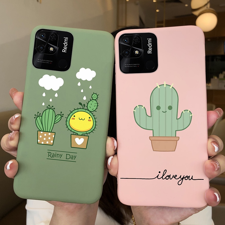 Para A Caixa Xiaomi Redmi 10C 10C 10 C De Telefone Cute Cartoon Cactus Astronaut Bear Black Shockproof Capa Traseira De Silicone Líquido Redmi10C