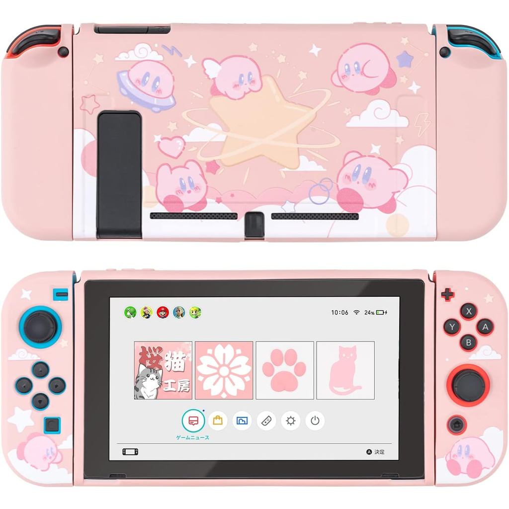 YOCORE Cute Cartoon Protective Case for Handheld Game Console, Dockable Soft TPU Shockproof Slim Cover Compatible with S