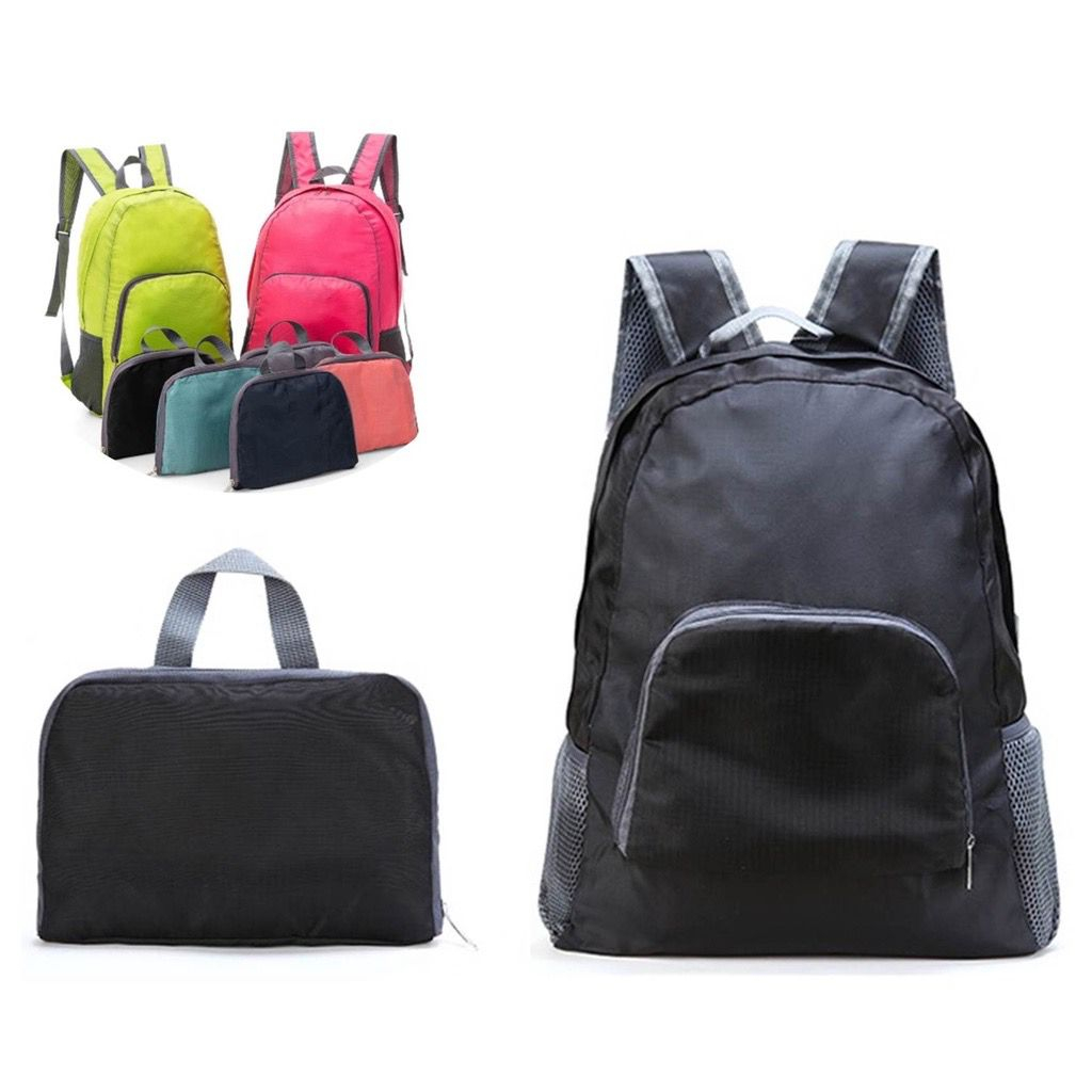 Mochila Dobrável Impermeável Nylon Resistente Unisex Prática