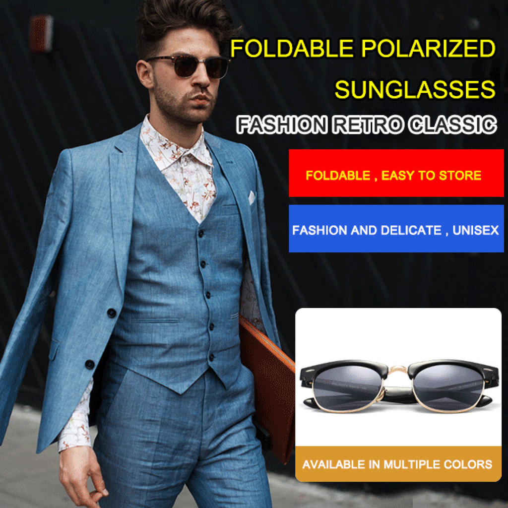 【Design Retrô Elegante】Retro Classic Unisex UV400 Protection Driving Sun Glasses Foldable Sunglasses For Outdoor Travel