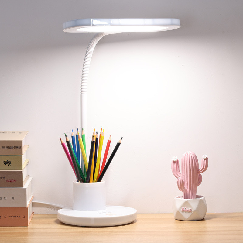 Plug-In candeeiro de mesa proteção para os olhos simples armazenamento caneta titular estudante universitário lâmpada ca