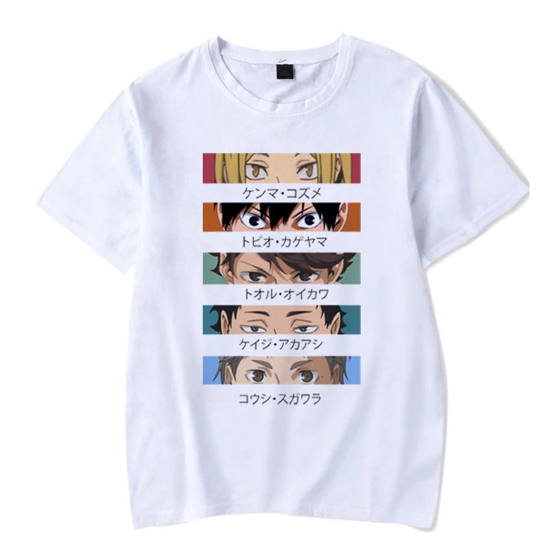 Camiseta Unissex Algodão Haikyuu Olhos Personagens Eyes Haikyu?!! UNISSEX