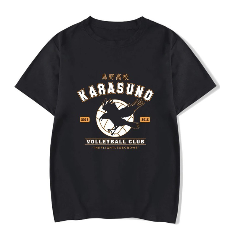 2024 Camiseta Unissex Algodão Anime Haikyū!! Haikyuu!! Volêi Mangá Karasuno Nova