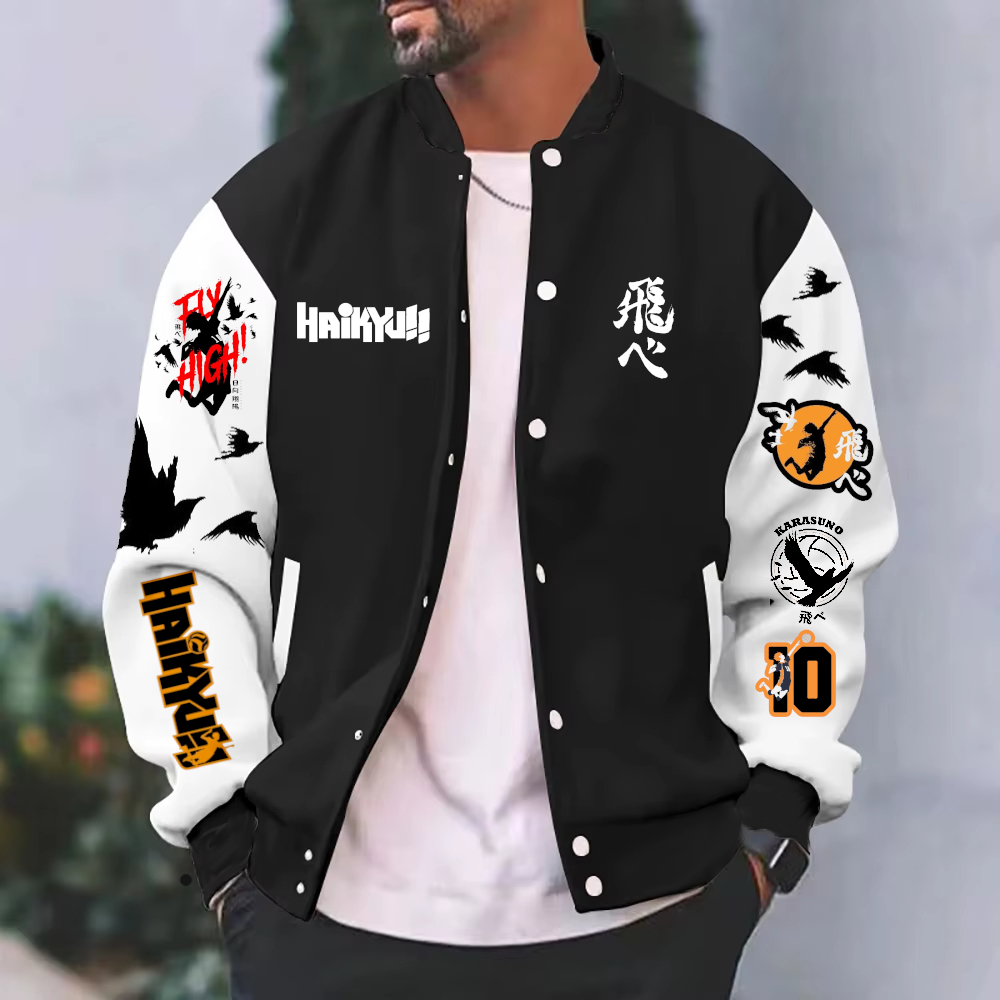 Jaqueta de Moletom Haikyu Anime Masculina Blusa Preta