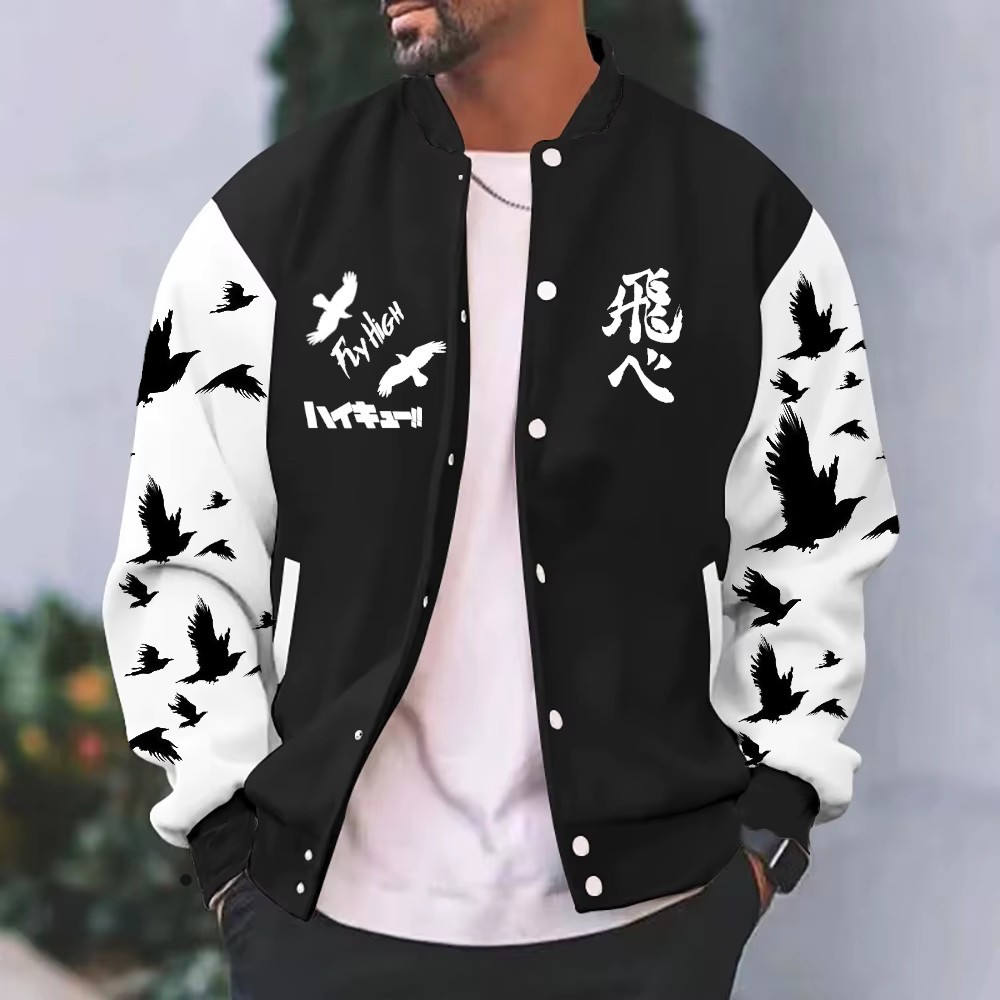 Casaco Moletom Haikyu Anime Blusa Preta Jaqueta