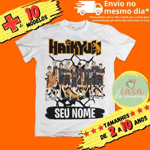Camiseta Infantil Unissex Haikyu com Nome (opcional) - Animes