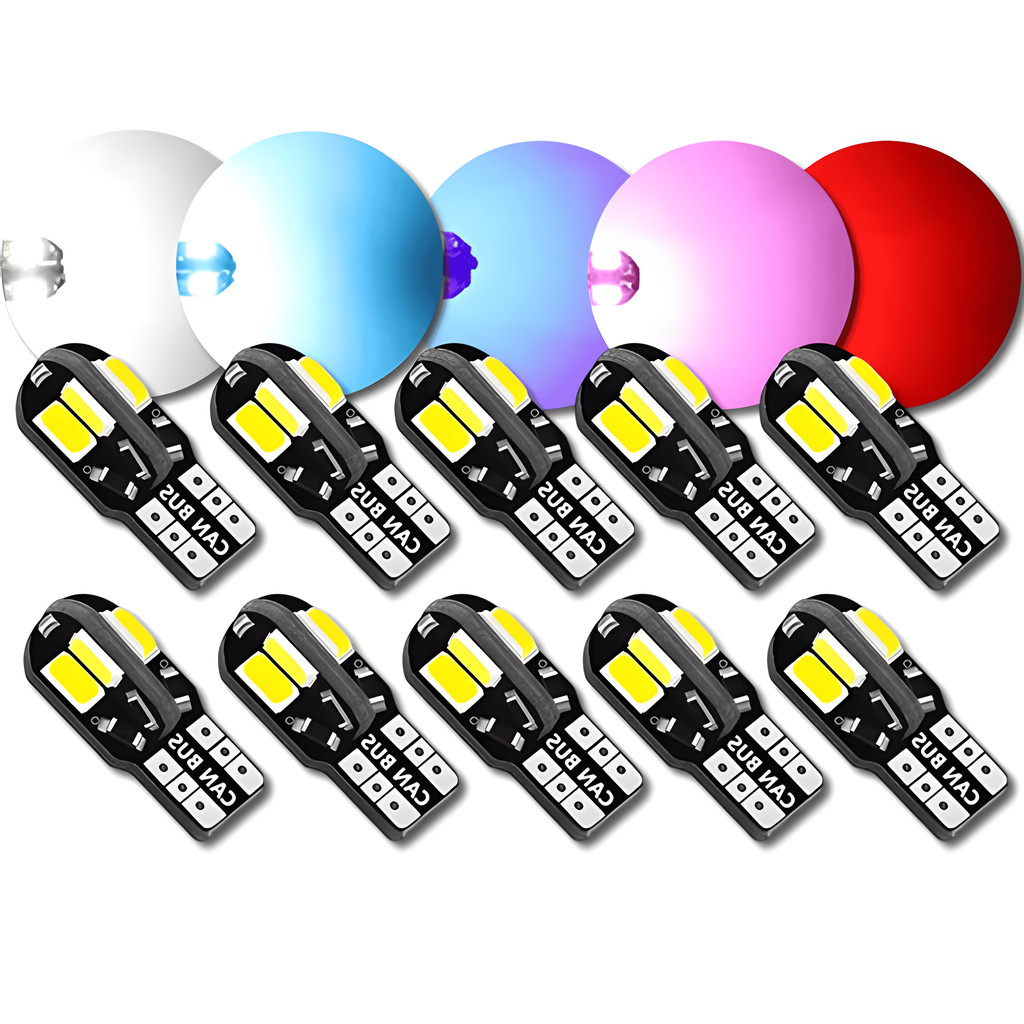 Kit 2 e 10 Lâmpada pingo T10 5730 8smd 12v Canbus Canceller