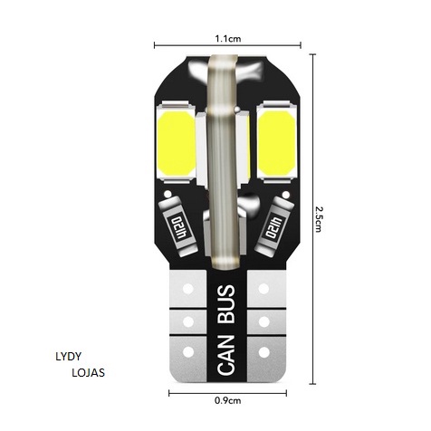 lâmpadas led t10 canbus 5730 8smd 12v 6000k 194 168 led