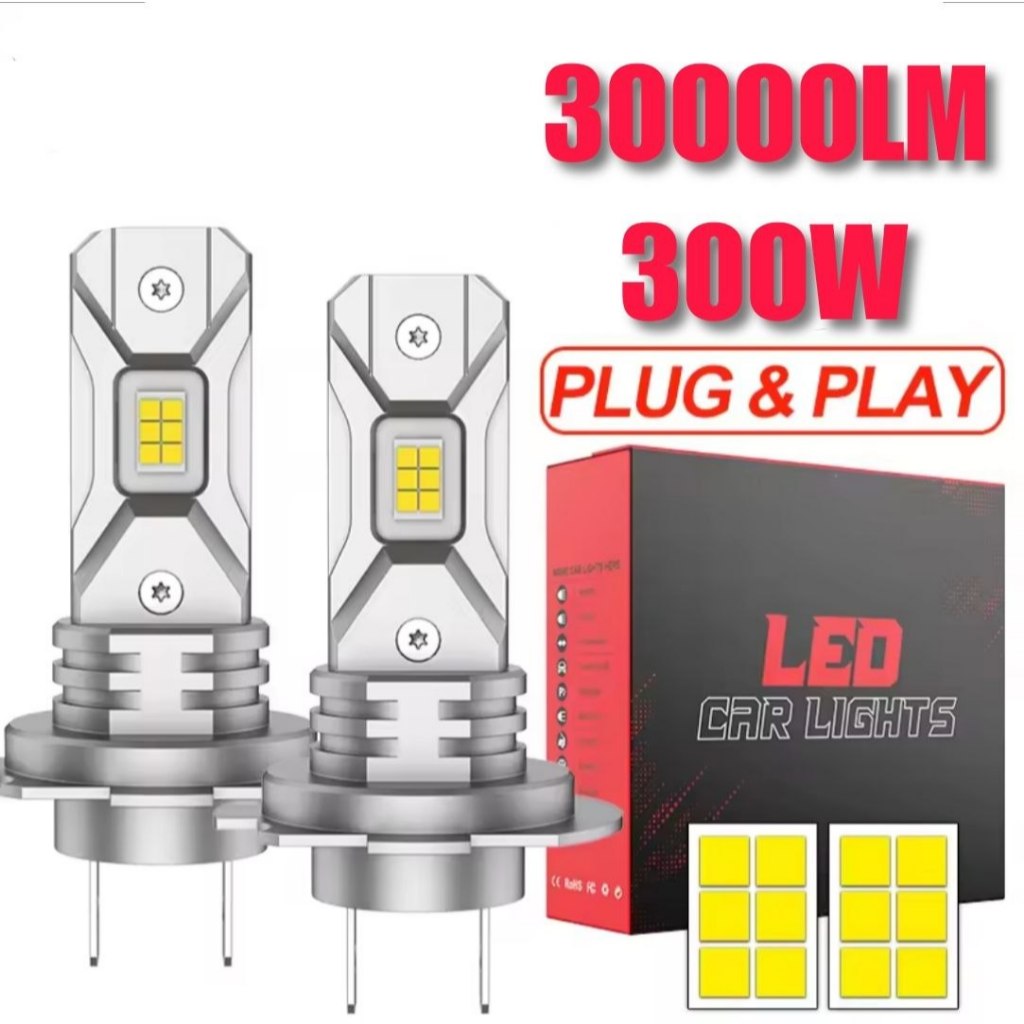 Lampada Led H7, Plug and play, Super Brilho, 6000k, 30000lm, 300w, 12v
