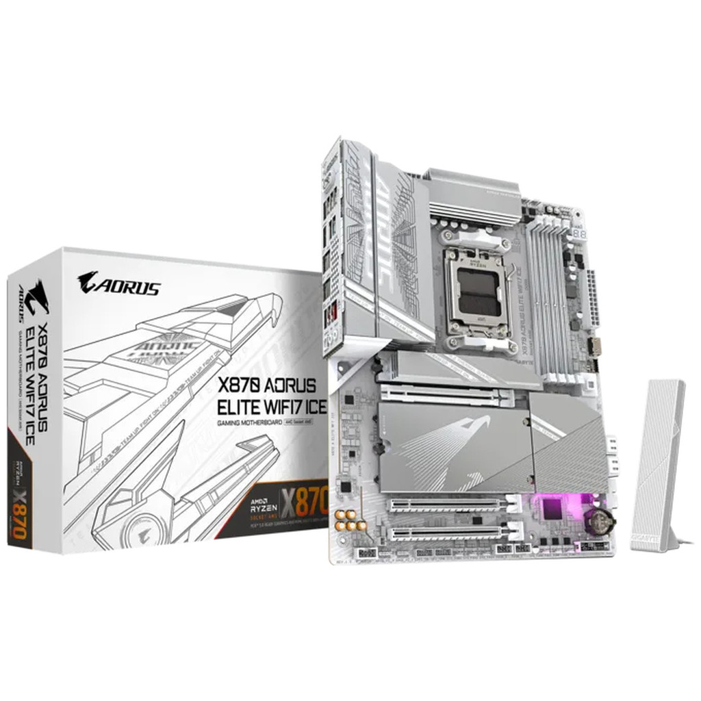 Placa Mãe Gigabyte X870 AORUS ELITE WIFI7 ICE (Rev. 1.1), DDR5, Socket AM5, ATX, Chipset X870, 9MX87ELE-00-G11