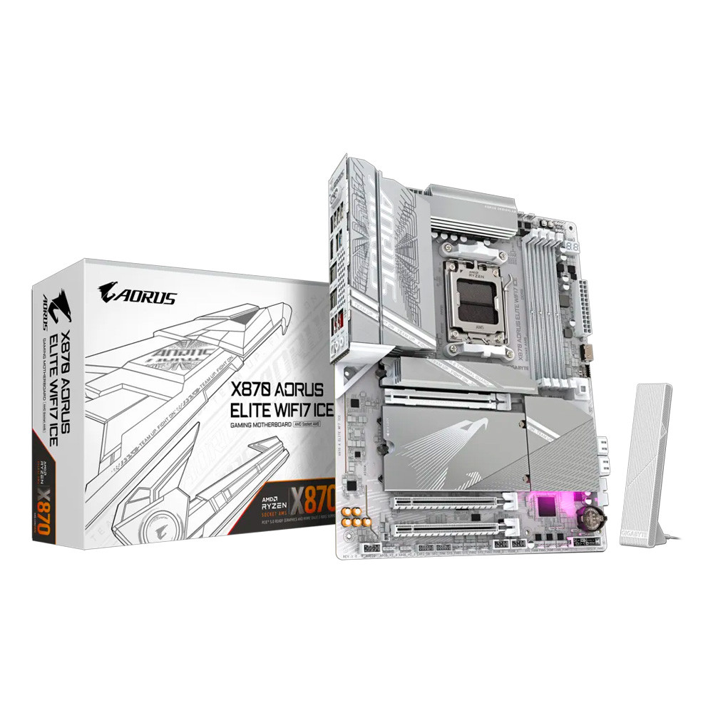 Placa Mãe X870 AORUS Elite Wifi7 Ice 1.1 AMD AM5 Gigabyte- 9MX87ELE-00-G11