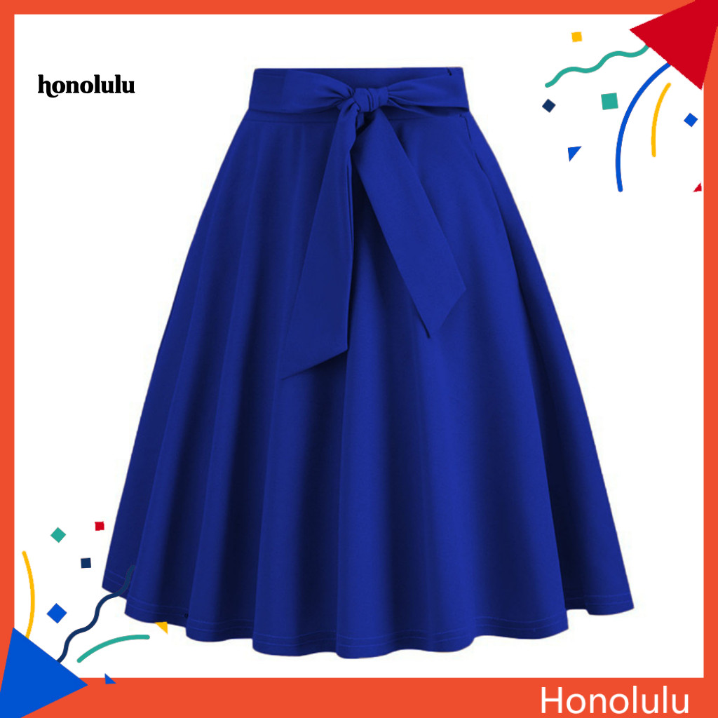 Solid Color Skirt Women High-waisted Women’s High Waist Mini with Lace-up Bowknot A-line Skate Wear Stylish and Comfor