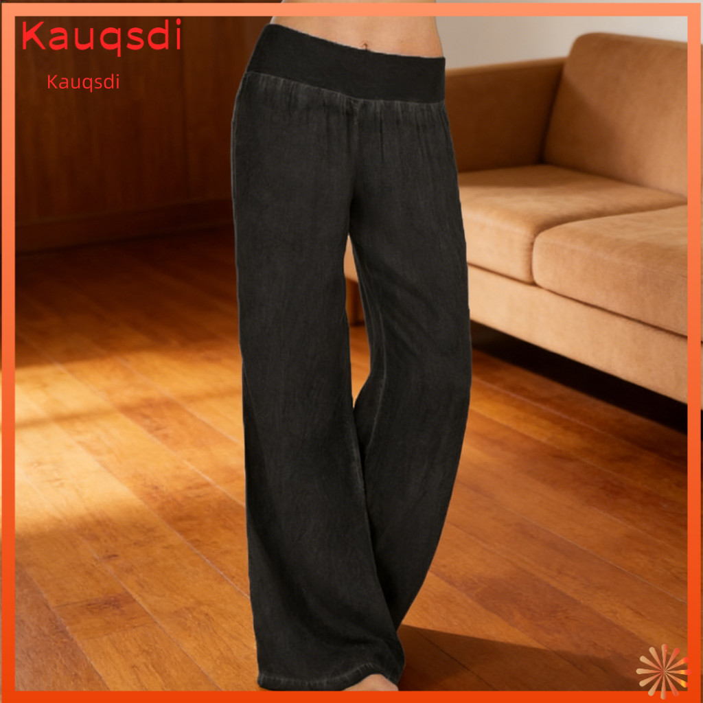 Lightweight Summer Trousers Wide-leg Women Pants Women’s High-waisted Wide Leg Elastic Waistband Loose Fit Soft Breath