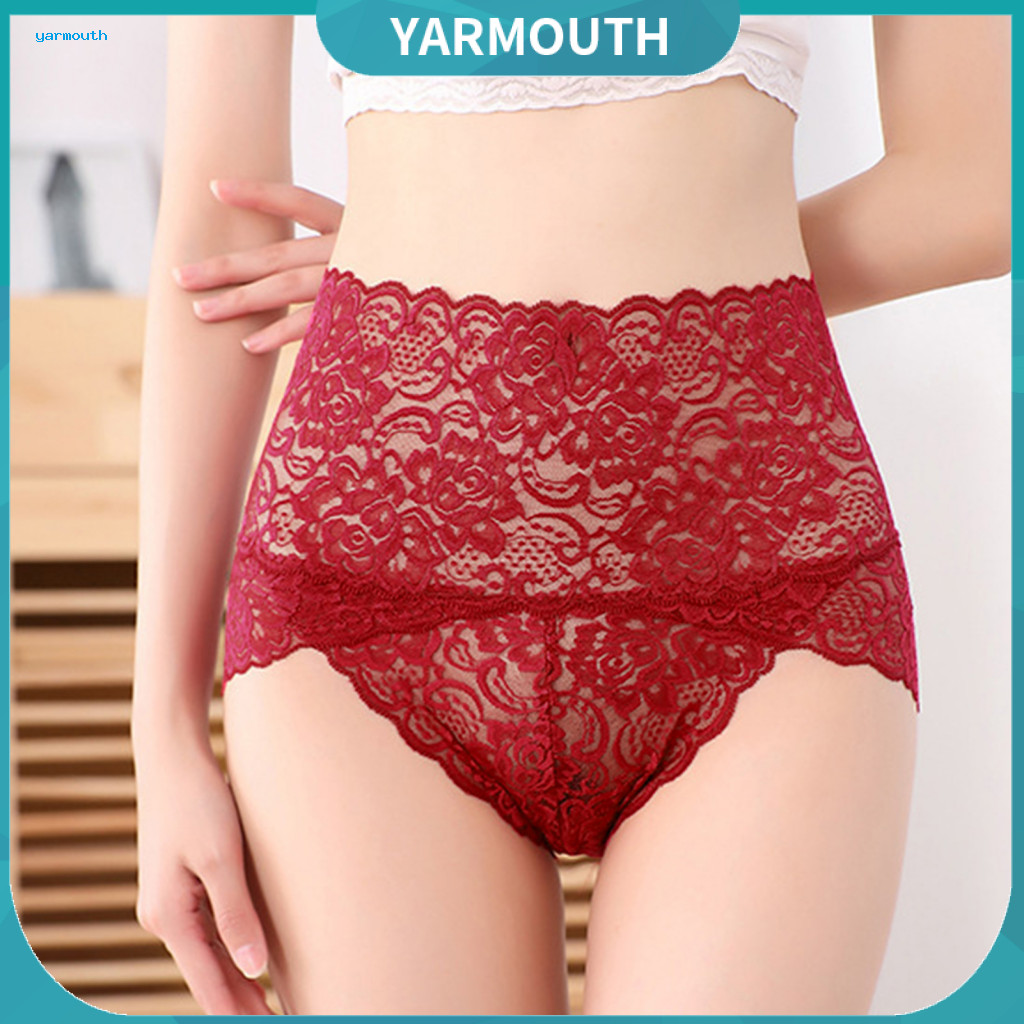 High-waisted Women Underwear High Elasticity Women’s Waist Lace Panties Breathable Floral Embroidery Slim Fit Quick Dr