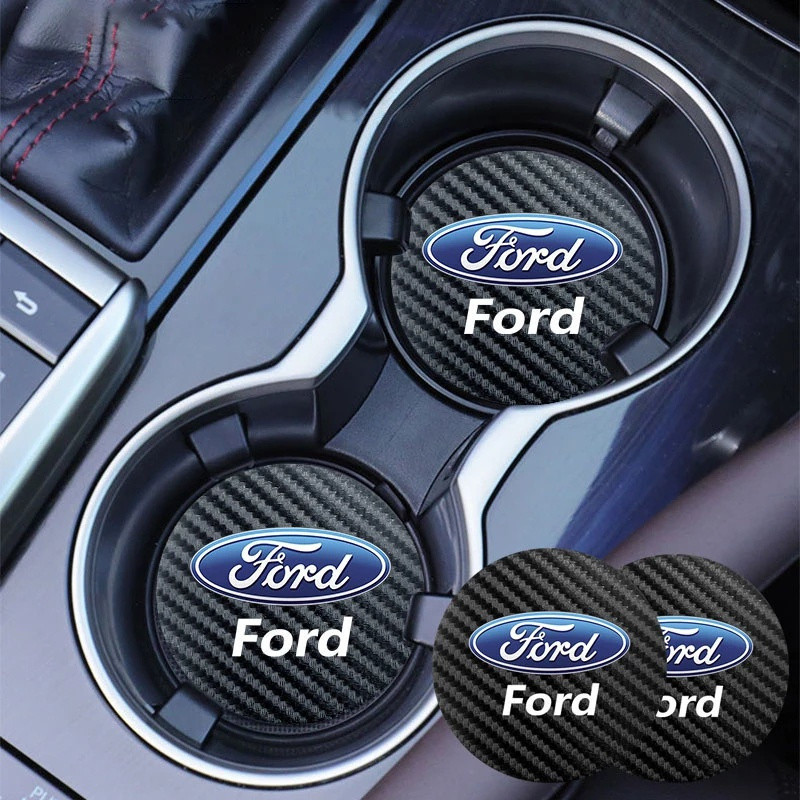 2 Peças de Porta-Copos de Couro Antirruído para Ford Fiesta Ranger Focus Kuga Mustang S MAX Transit Mondeo Fusion Escape