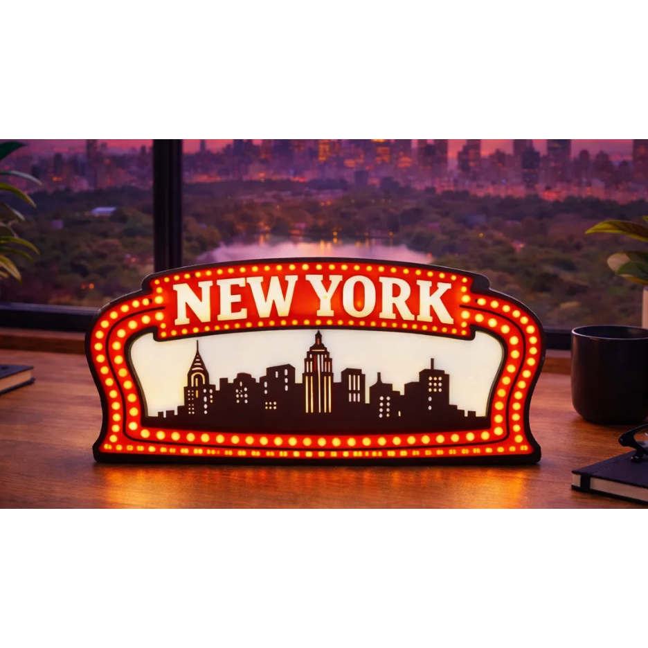 Luminária New York Nostalgia Vintage Clássico Lâmpada Light Box Personalizada em 3D