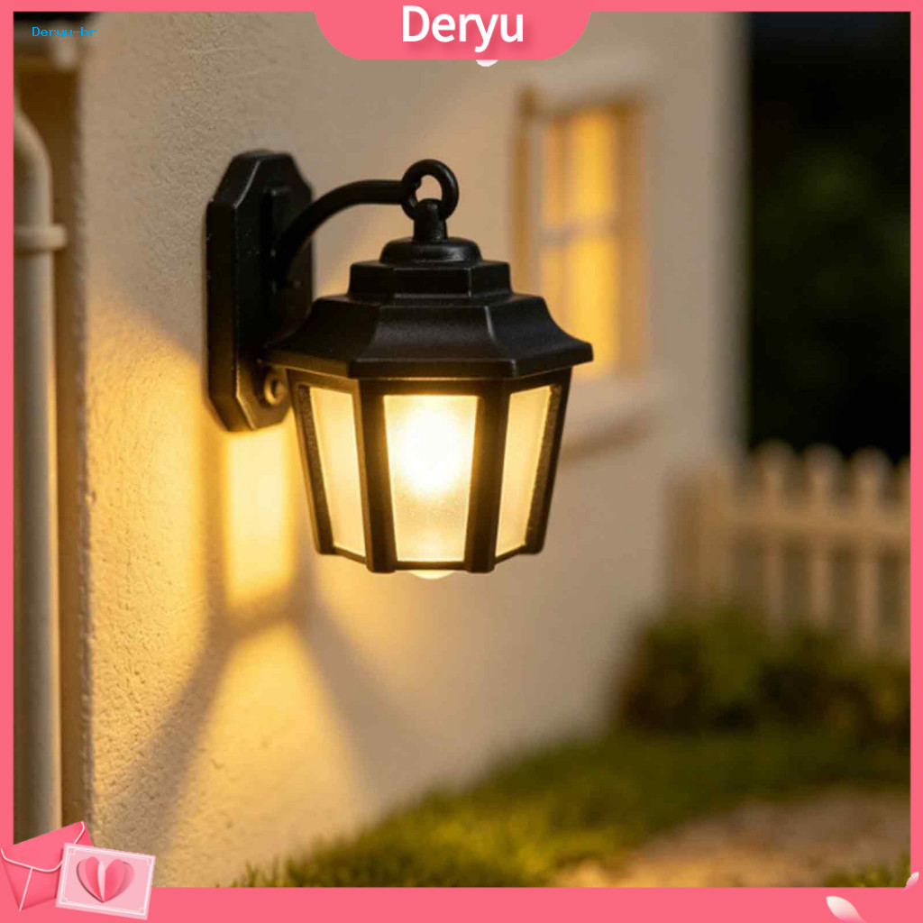 Miniature Retro Lanterns Fairy Garden Supplies Lantern Figurine with Led Light – Vintage Tiny Glowing Model for Dollho
