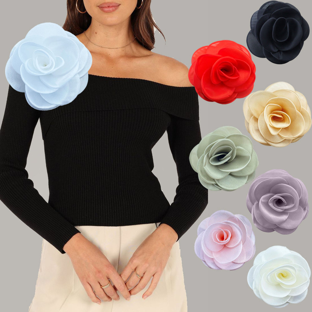 ELLASTORE Ocasião Formal Corsage Estilo Francês Grande Camélia Malha Tecido Noiva Noivo Broche De Casamento Festa De Bai