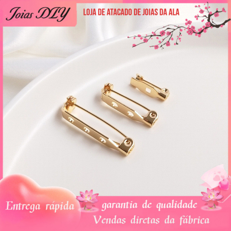 14K banhado a ouro DIY acessórios estilo rotativo com furo pino broche suporte inferior artesanal Corsage fivela pino ac