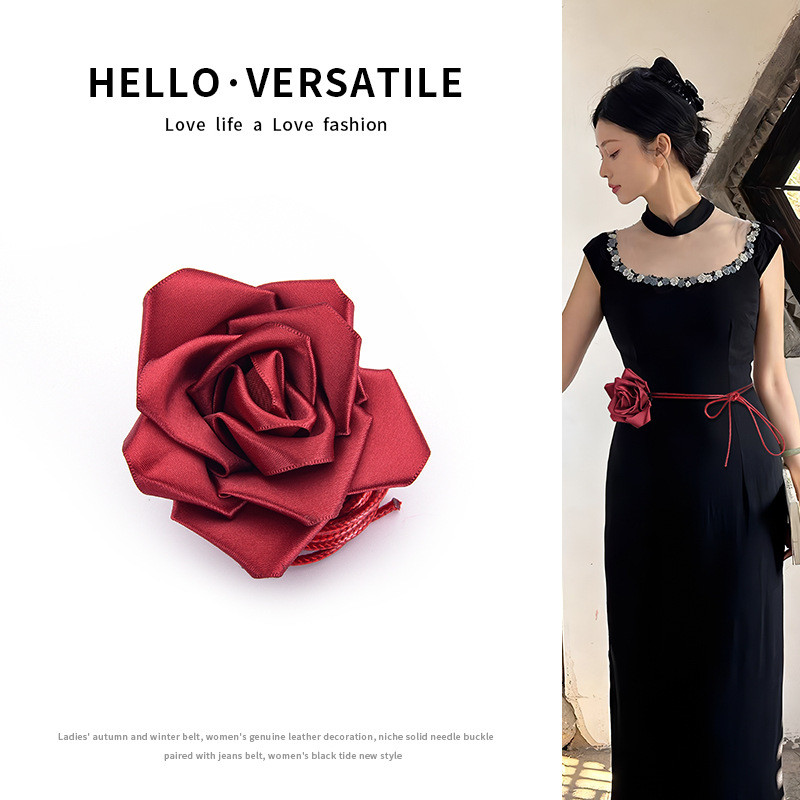 Cinto corpo corrente estilo acessórios feminino florescendo cetim rosa renda pescoço colar cintura corrente Corsage corp