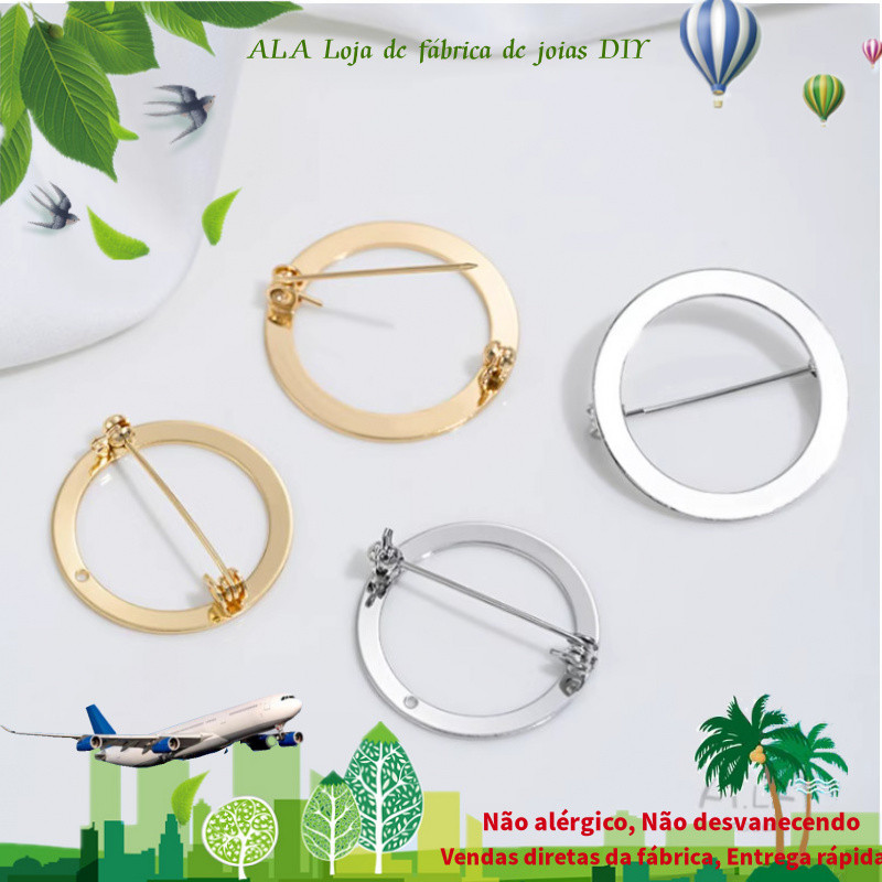 14K banhado a ouro cor-preservando oco em forma de anel broche de segurança artesanal DIY guirlanda pino Corsage jóias a