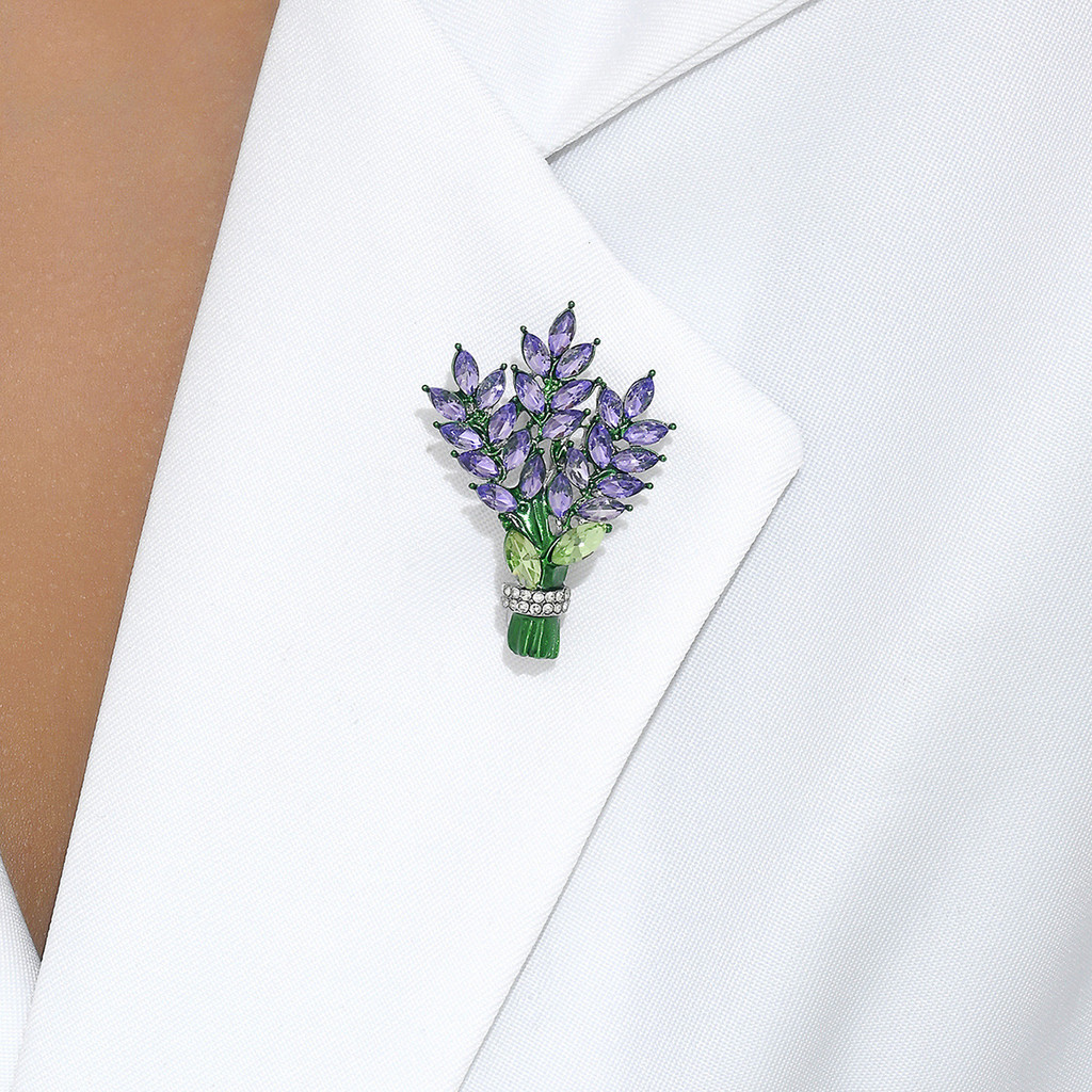Cristal roxo lavanda broche High-End senhoras diamante elegante moda buquê de cristal Corsage acessórios requintado pino