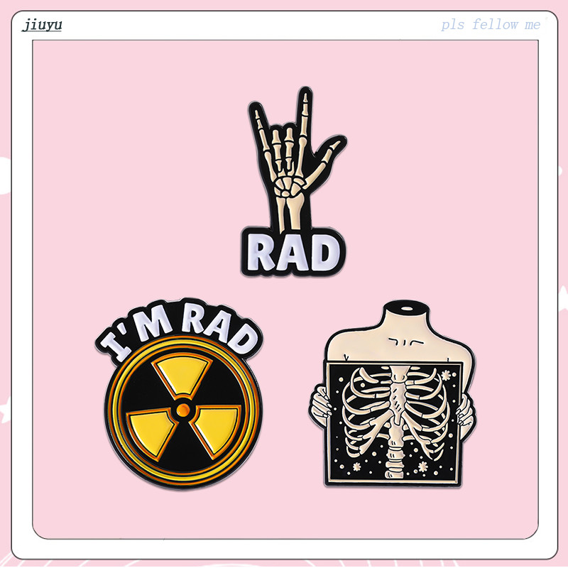 Moda Radiação Esmalte Pino Broches Na Liga Metal Emblema Corsage Lapela Acessórios