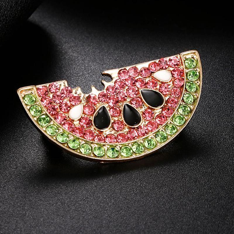(WHDR) Moda Cristal Melancia Broche Pin Collar Badge Corsage Jóias Acessórios
