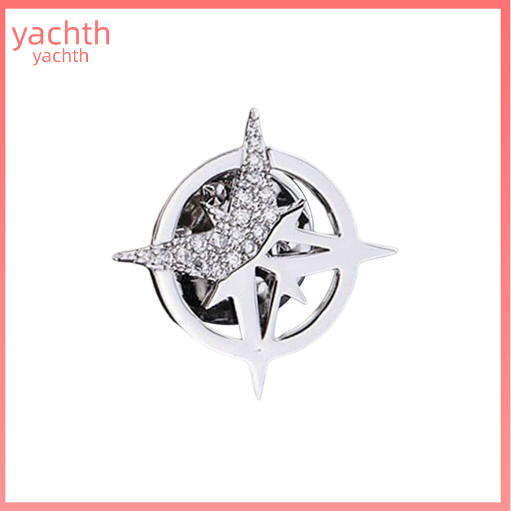 Small Collar Pin Six-pointed Star Alloy Brooch with Sparkling Rhinestones Stylish Suit Corsage Shirt Personalized Badge