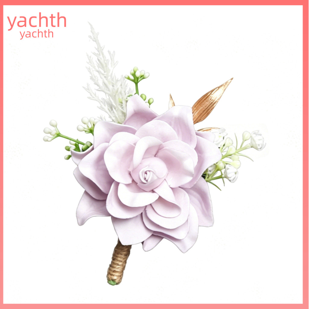 Compact Rose Accessory Simulated Corsage Men's Brooch Lightweight Forest Style Suit Pin with Green Leaves Vine Floral fo