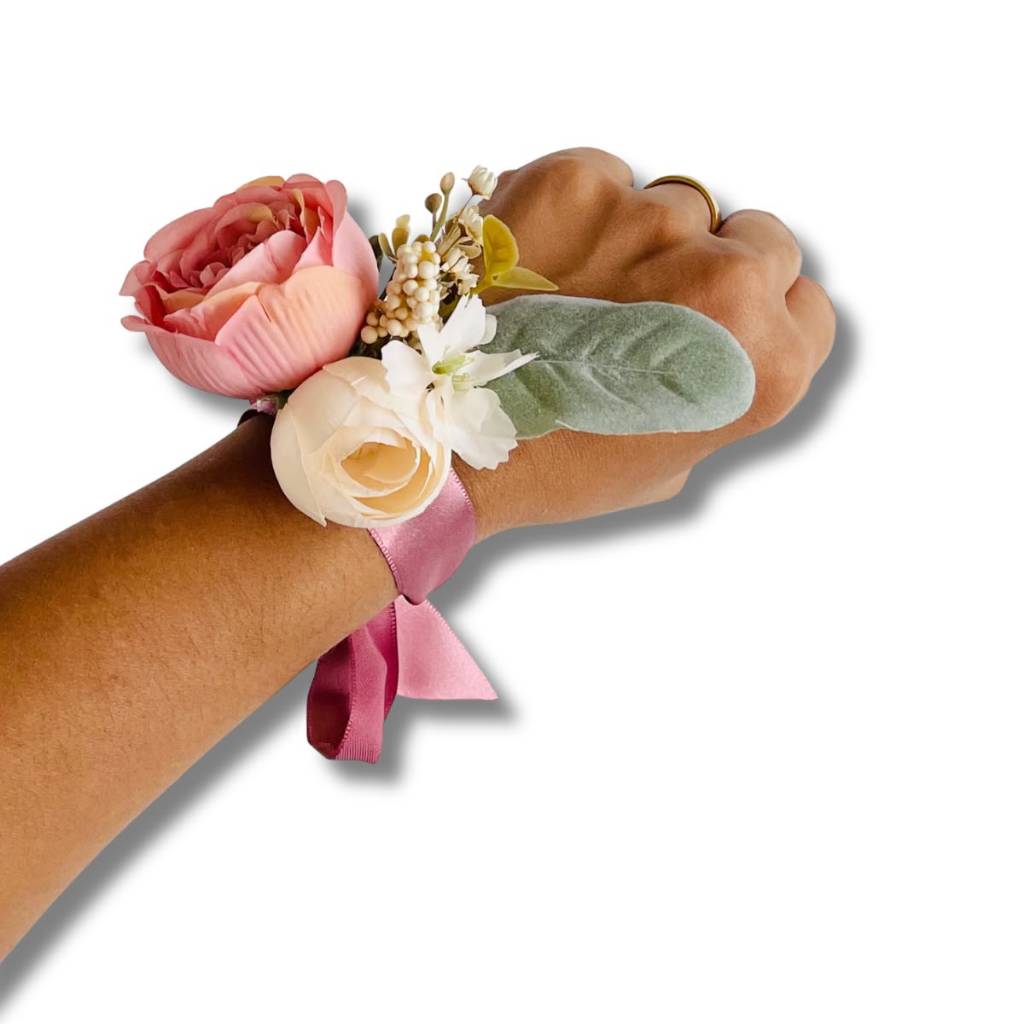 Corsage para Madrinhas de Casamento Rose Romântico – Flor Artificial