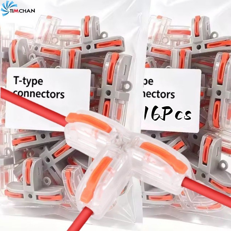 [Brilhante] Conector Rápido T3 De 16-4 Unidades-Ramo De Cabo De Três Vias-Terminais De-1 Em 2 Saídas-Clipe T Divisor 600
