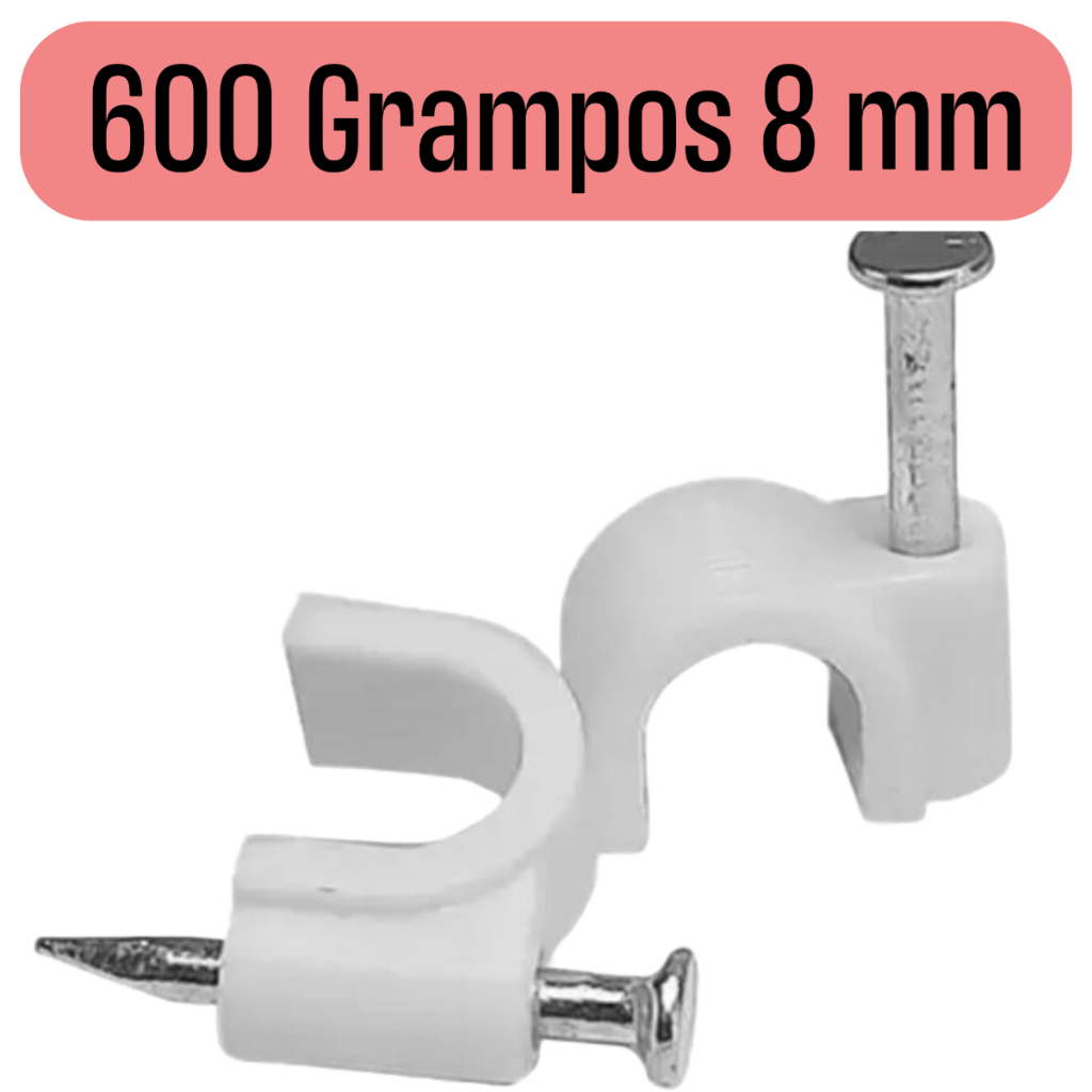 Grampo Miguelão Fixa Fio Cabo 6 mm com Prego de Aço - 600 Unidades