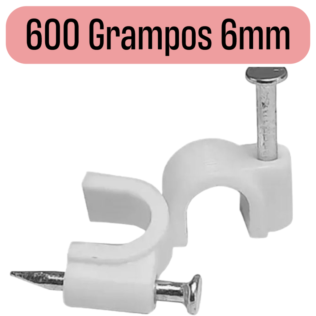 Grampo Miguelão Fixa Fio Cabo 6 mm com Prego de Aço - 600 Unidades