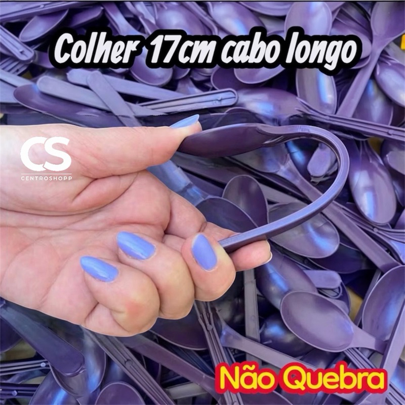 Colheres Roxas para Açaí e Sorvete - Cabo Longo 17 cm – Pacotes de 100 a 600 Unidades