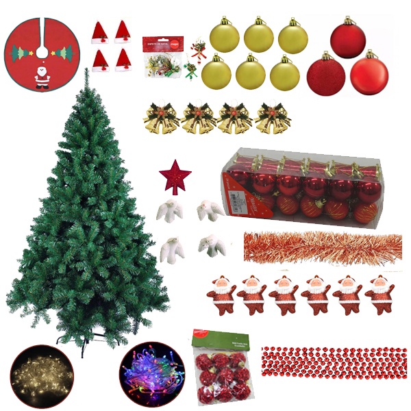 Arvore De Natal Verde Gigante Dinamarca 1,50m 345 Galhos 122 Itens Pisca Pisca Led 110v