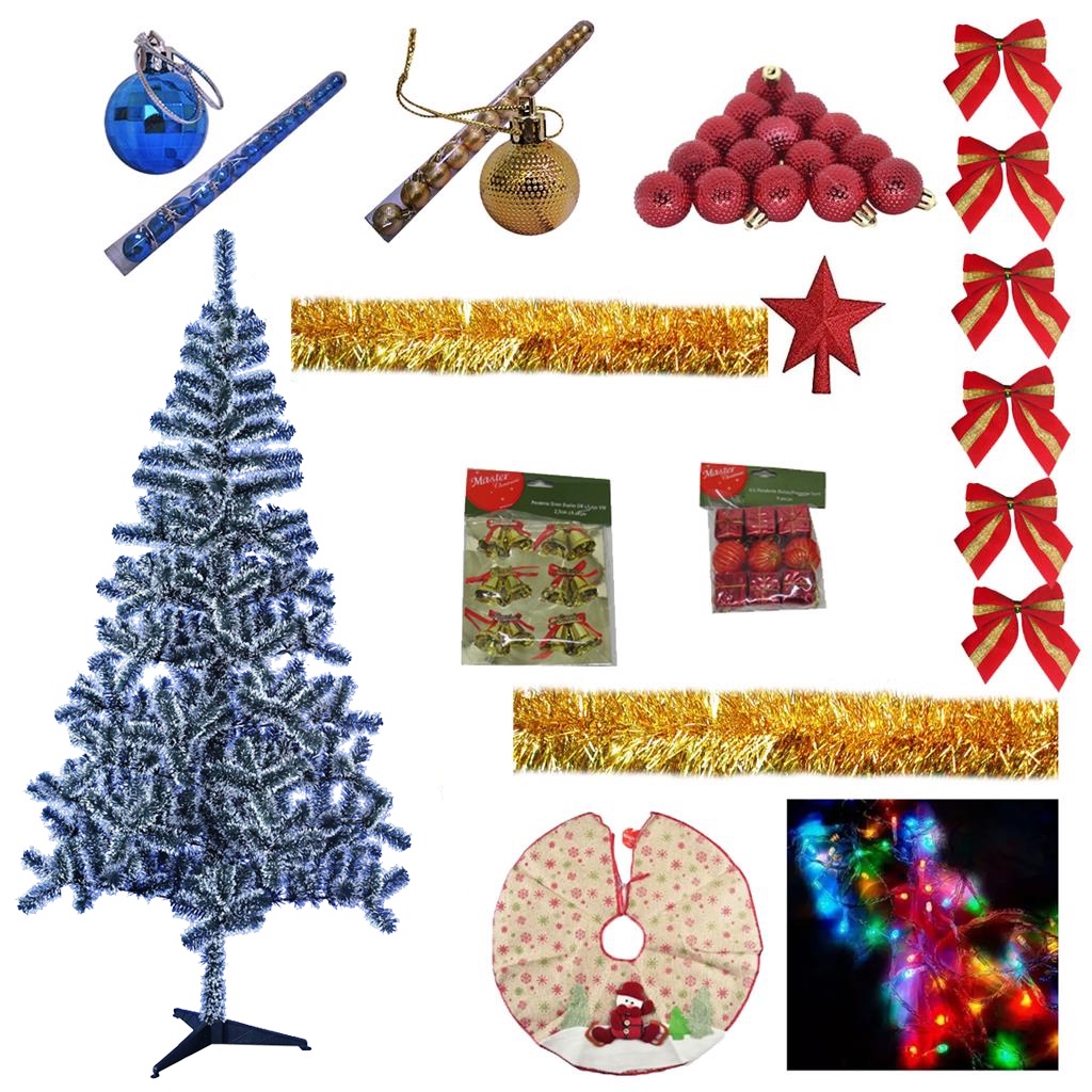 Kit Arvore Natal Nevada Gigante 2,10m 450 Galhos Com Itens 77 Enfeites Pisca Pisca Led 220v 8 Funcoes