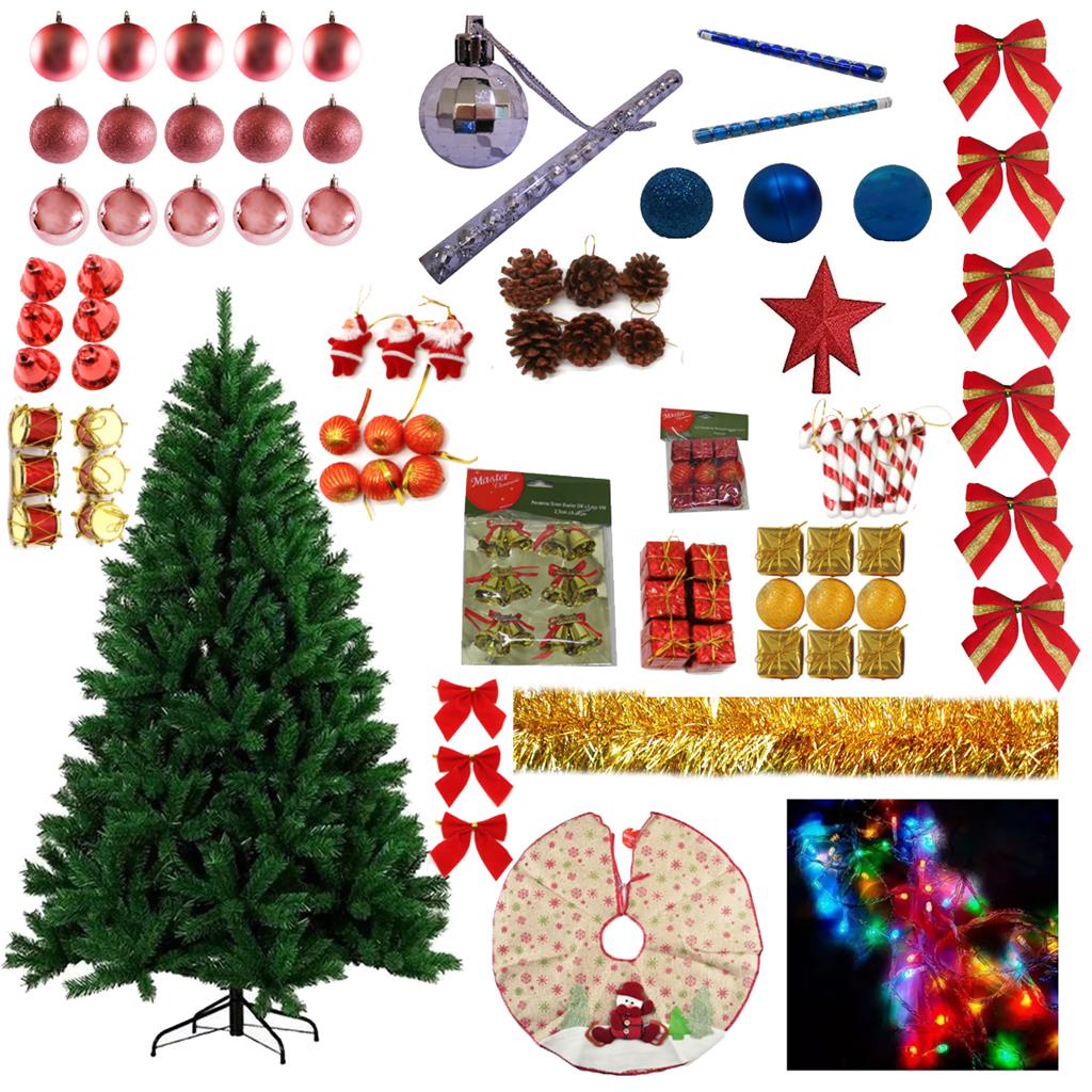 Arvore De Natal Verde Gigante 2,10m 800 Galhos 119 Itens Decorada Pisca Pisca Led 110v
