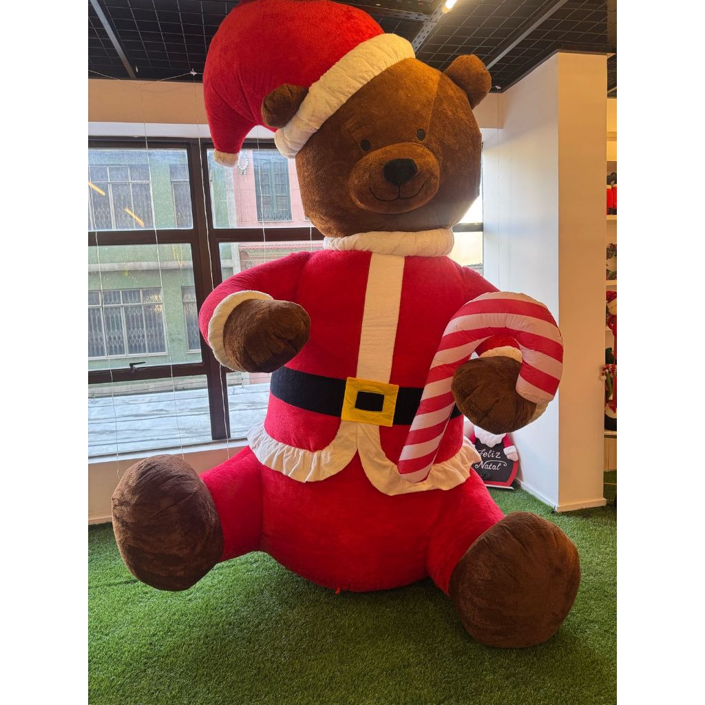 Urso Noel Gigante Natalino Led Pisca 274cm Inflavel Natal