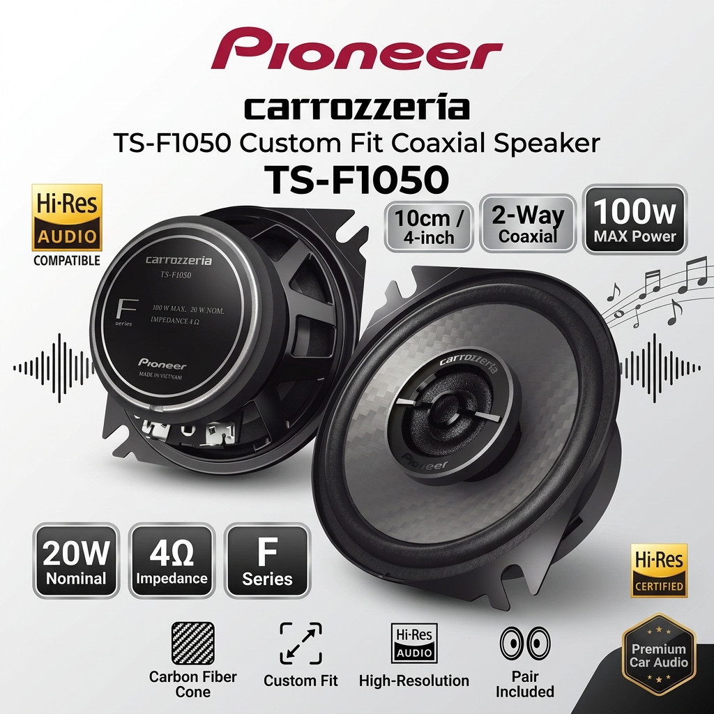Pioneer TS-F1050 10cm Coaxial 2-Way Car Speaker Hi-Res Carrozzeria